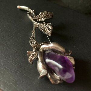 Amethyst Flower Brooch